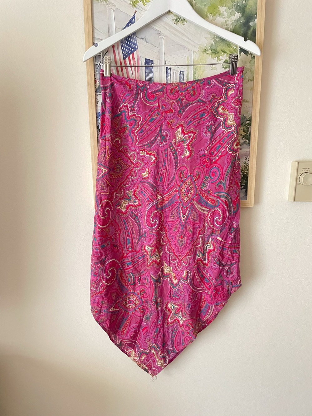 ABS by Allen Schwartz Vintage Y2K Paisley Handkerchief Bandana Midi Skirt US 6 - Picture 1 of 5